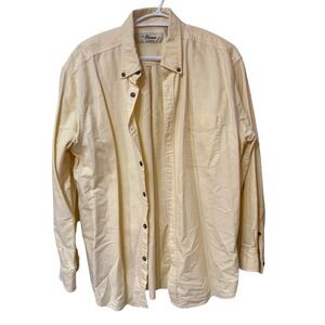 Vintage  Pale Yellow Button-Down Shirt – Men's L - Cotton Resortwear